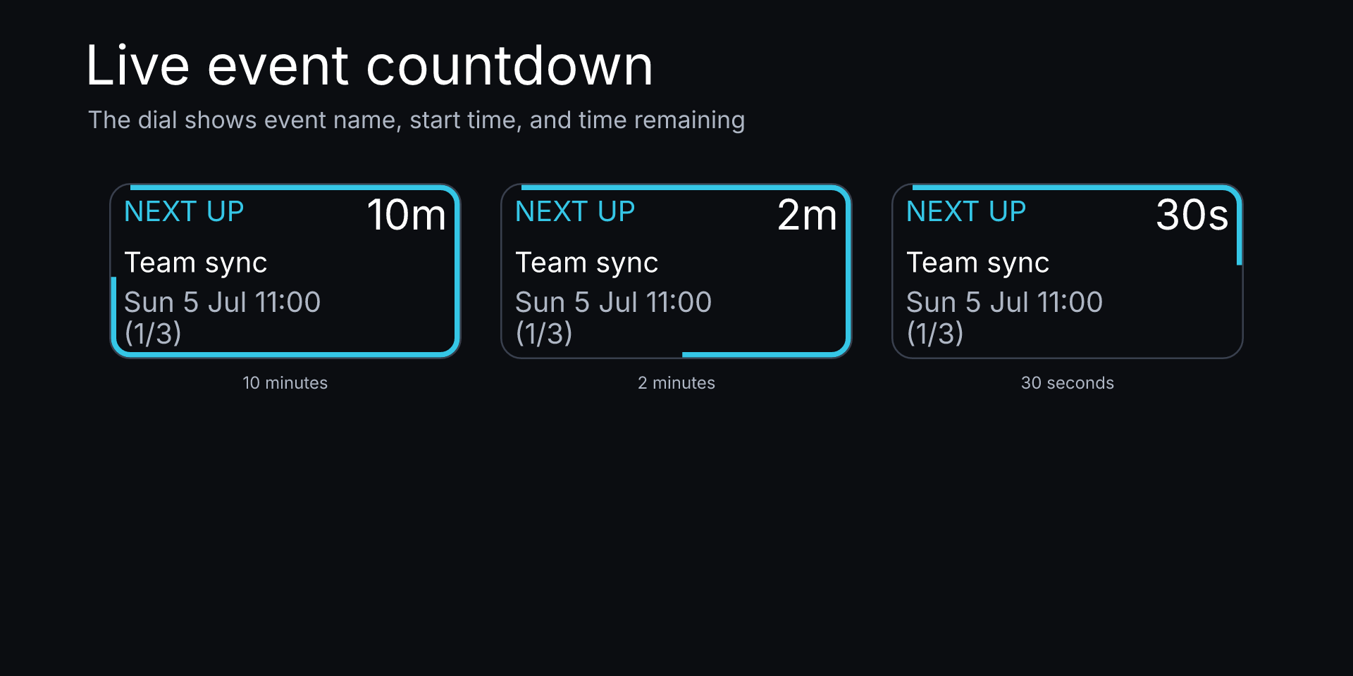 Calendar Event Countdown Pro: Live next-event countdown dial